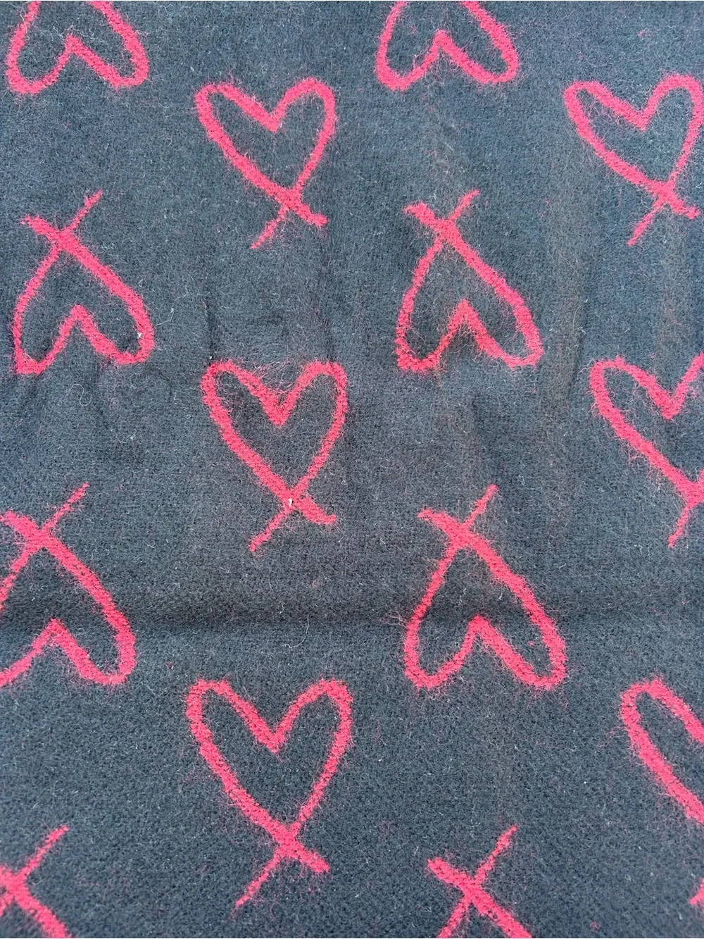 Victoria's Secret Black and Red Heart Pattern Scarf